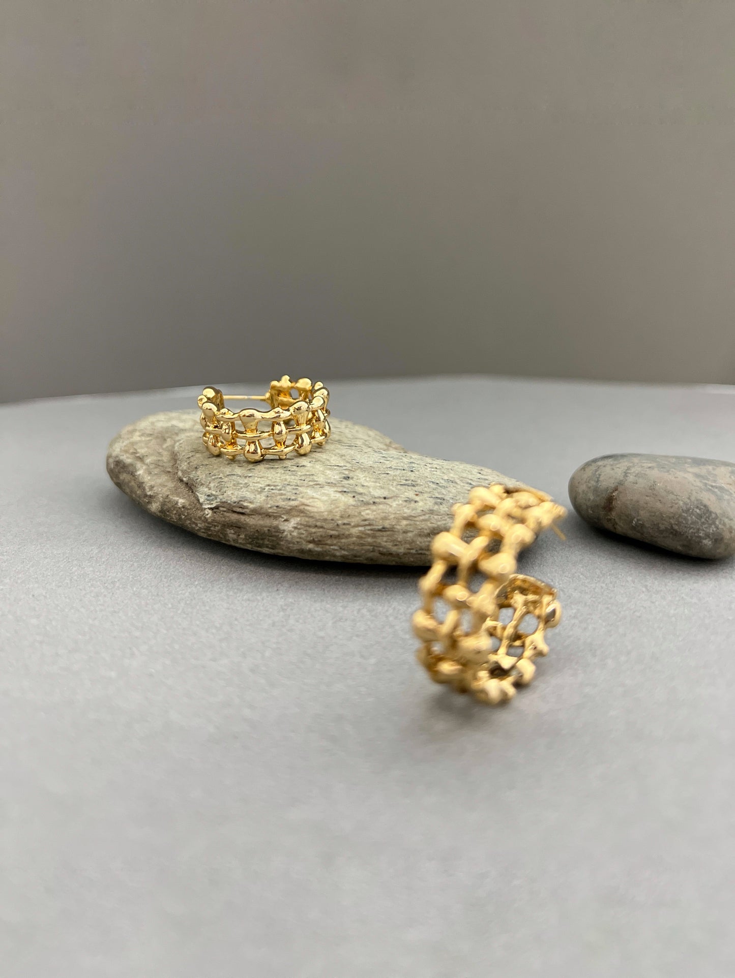 Golden Medium Size Hoop Earrings for Women