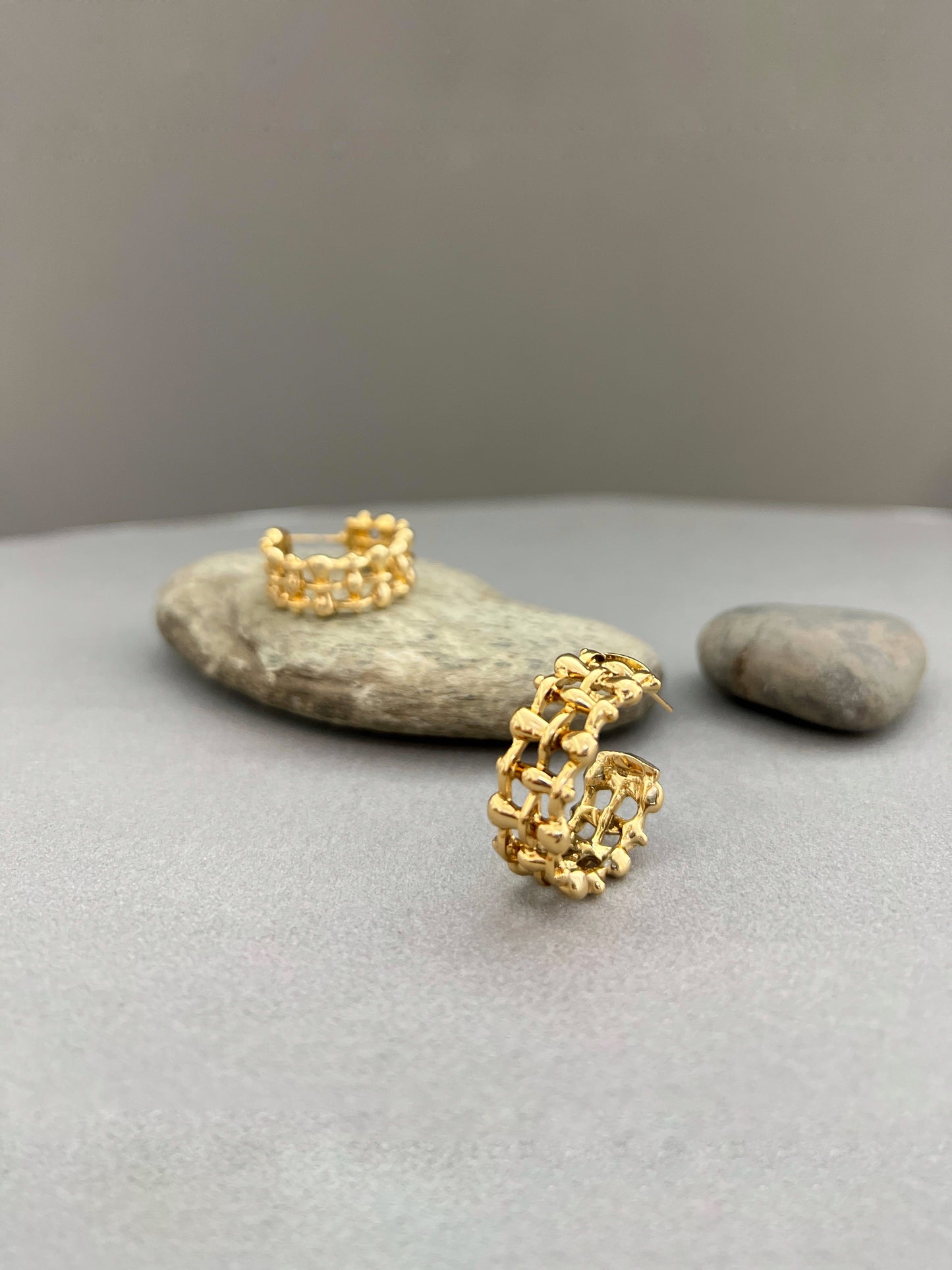 Golden Medium Size Hoop Earrings for Women