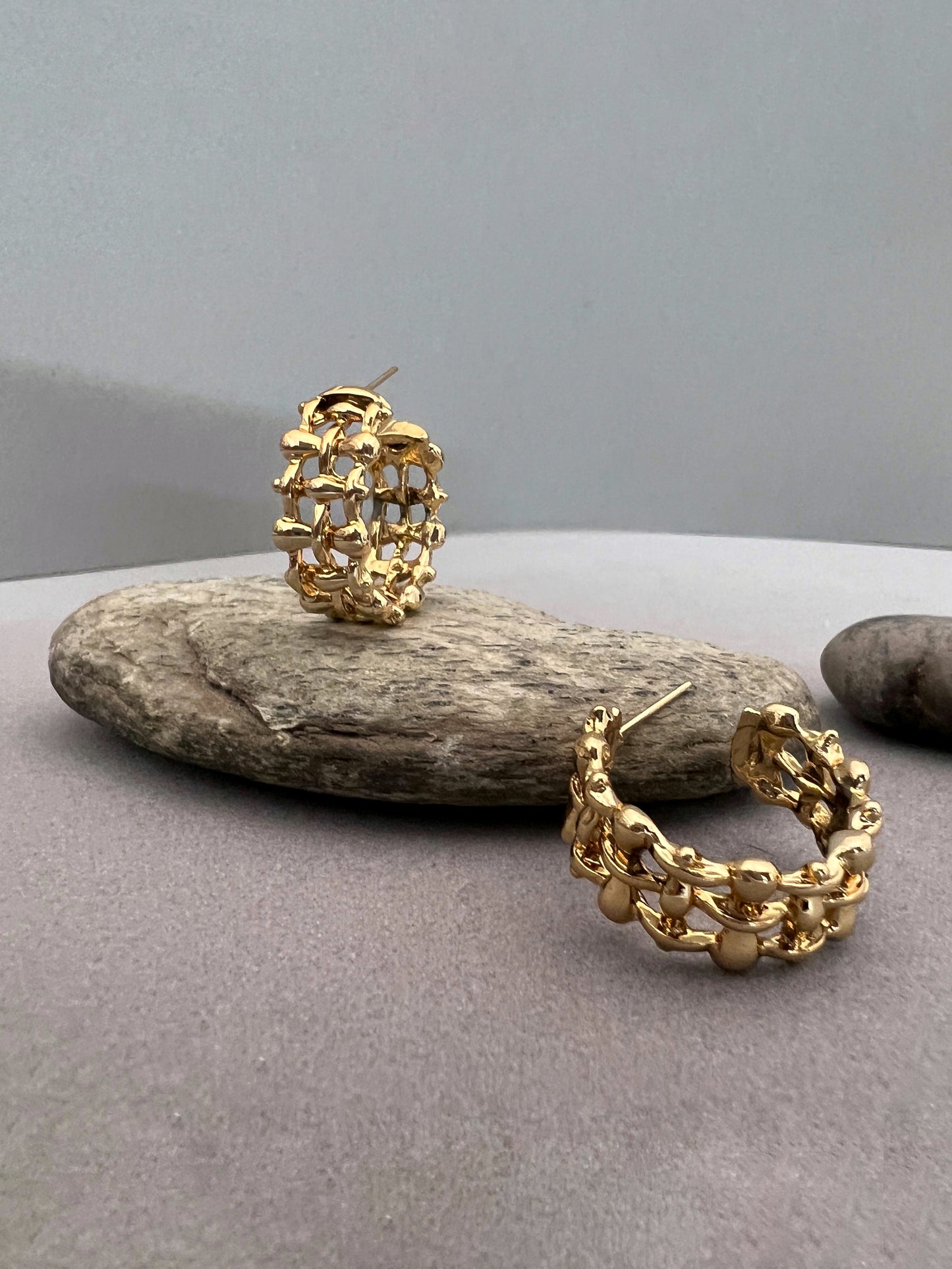 Golden Medium Size Hoop Earrings for Women