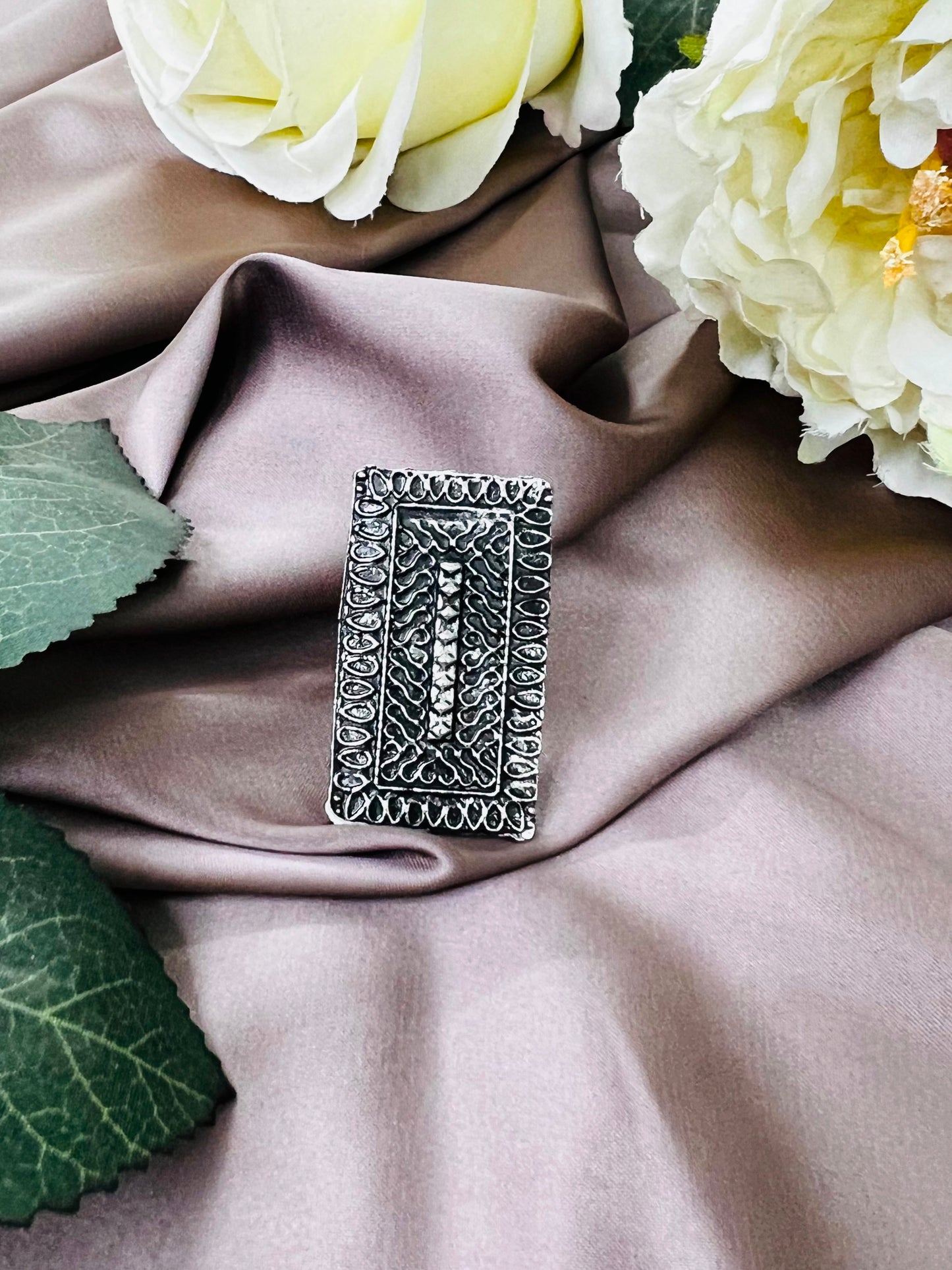 Rectangular Chunky Boho Tribal Finger Ring Free Size
