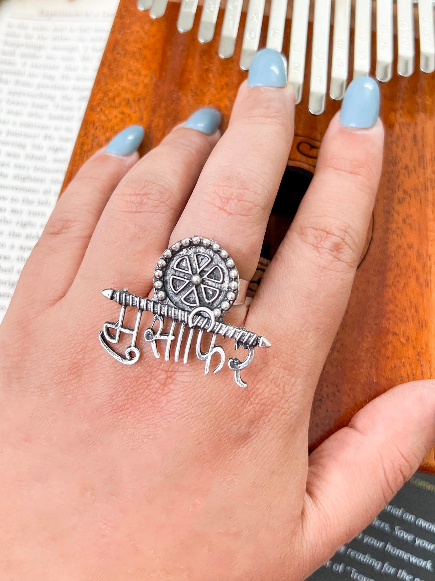Musafir German Silver Adustable Free Size Finger Ring