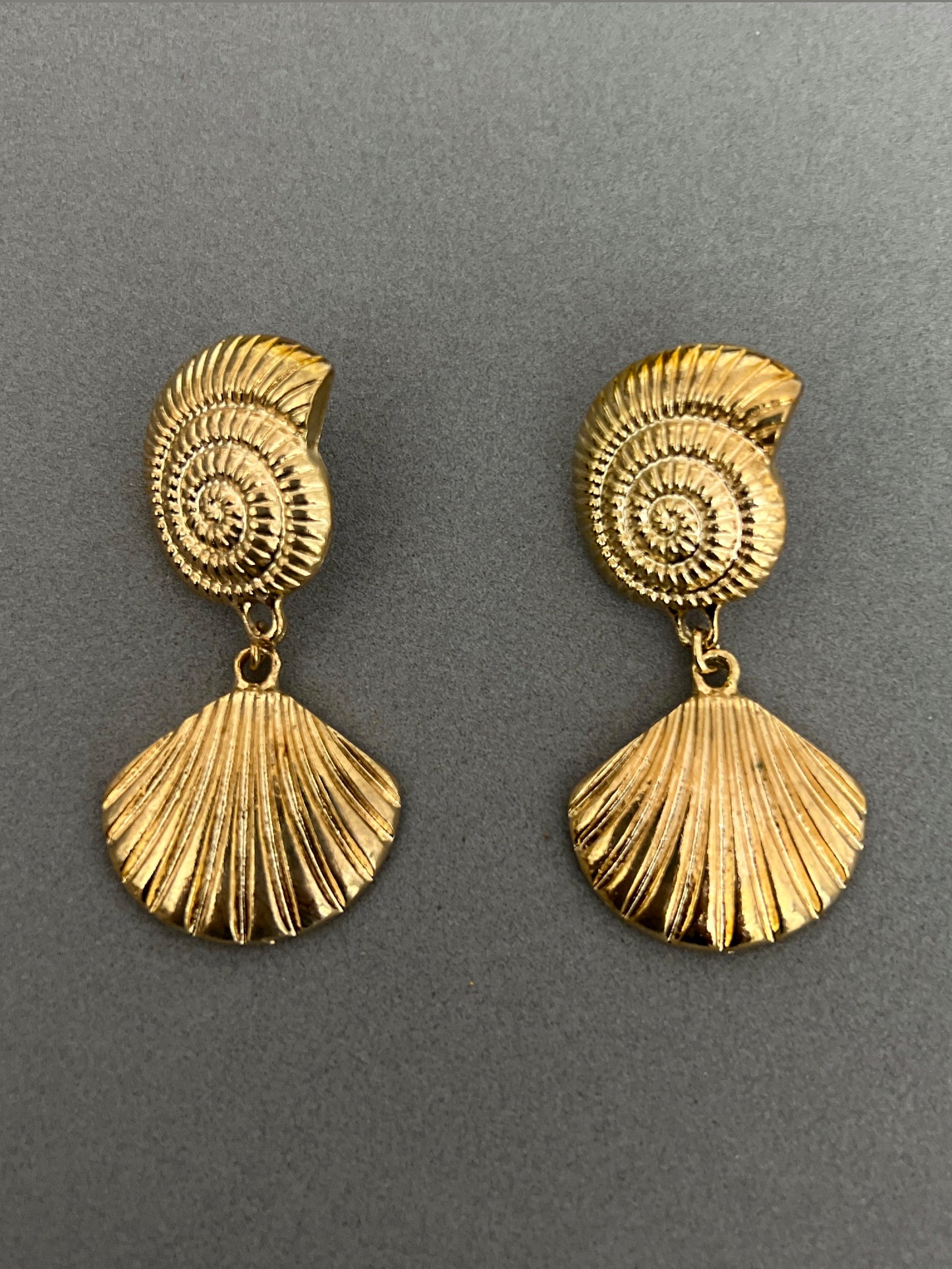 Golden Sea Shell Drop Statement Earrrings