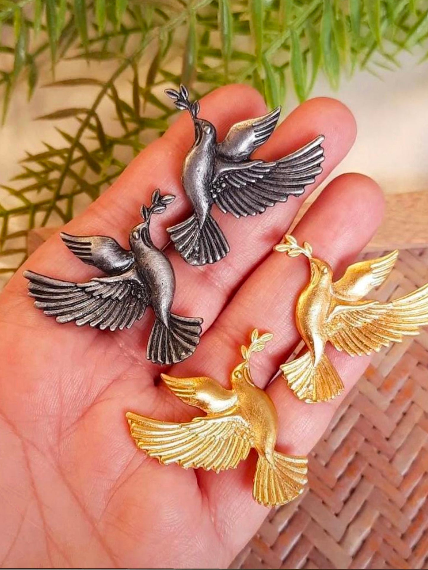 Elegant Pigeon Stud Earrings Available in two color variants : Oxidized Silver / Golden