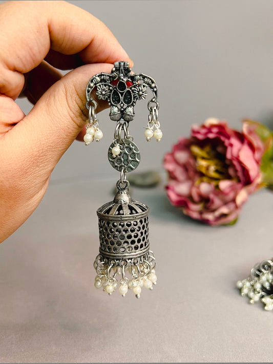 Oxdised Finish ethnic Boho Everyday Jhumka Earrings for Women
